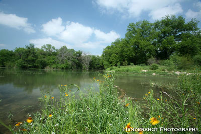 This is a picture of the juncture of the Sabinal River with Ranchero Creek. With 4 miles of river running through it, the 'River Pasture' provides some of the best hog hunting, turkey hunting and deer hunting on the ranch- some of the best fair chase bowhunting in South Texas, at affordable prices! Book your next South Texas bowhunt at Brushy Hill Ranch!